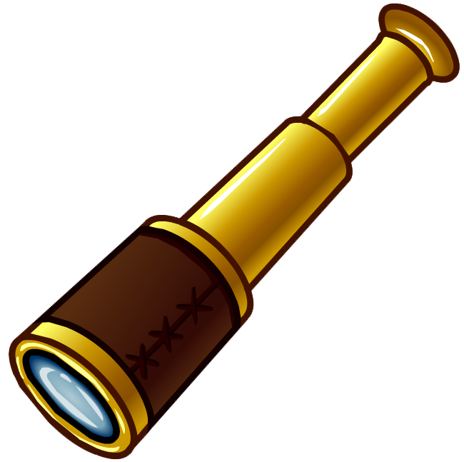 Golden Brass Handheld Monocular Telescope Isolated PNG Image
