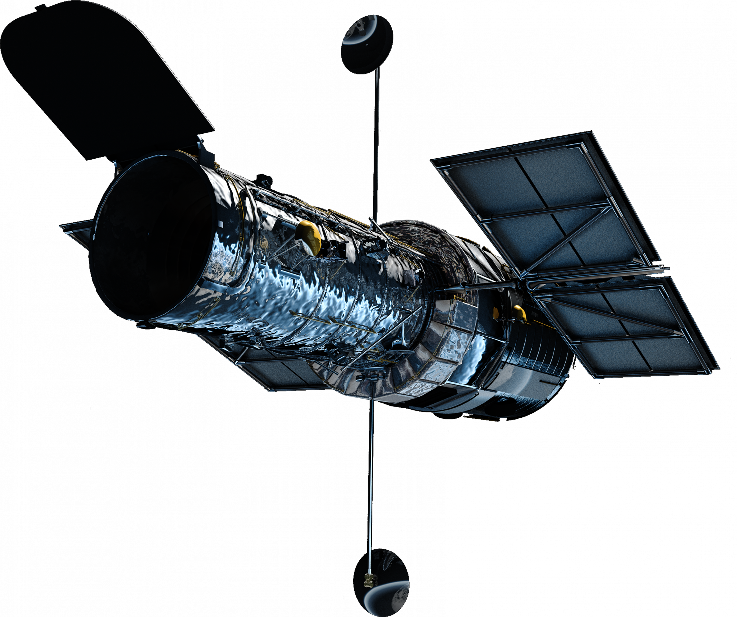 Hubble Space Telescope With Solar Panels Orbiting Earth PNG Image