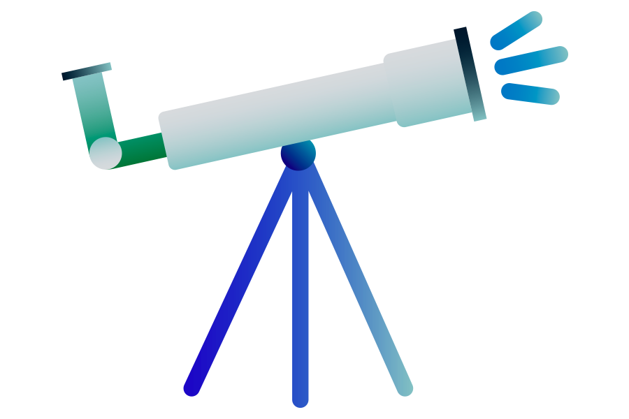 Playful Blue And Green Cartoon Telescope With Tripod PNG Illustration