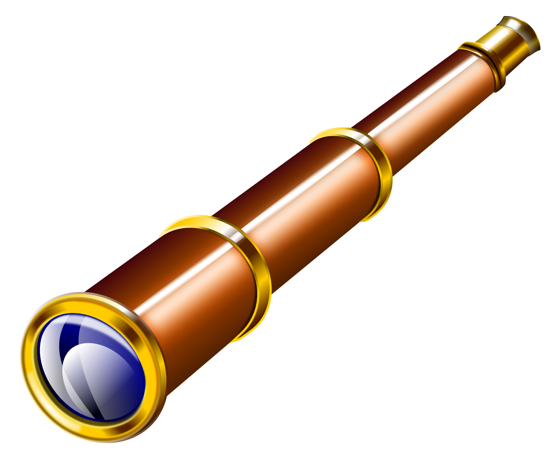 Vintage Brass Spyglass Telescope With Orange Body Transparent PNG Image