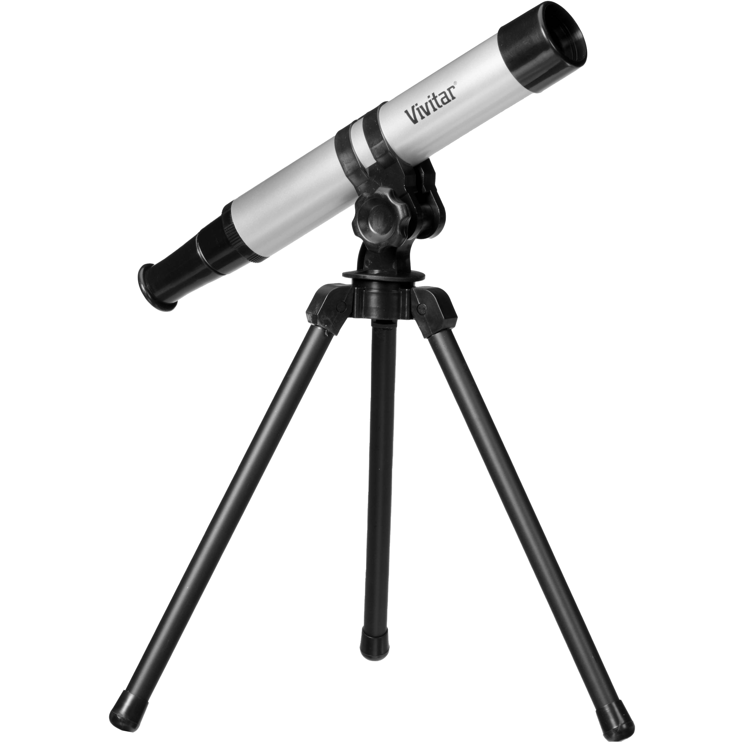 White And Black Refracting Telescope On Tripod Isolated PNG Product Image