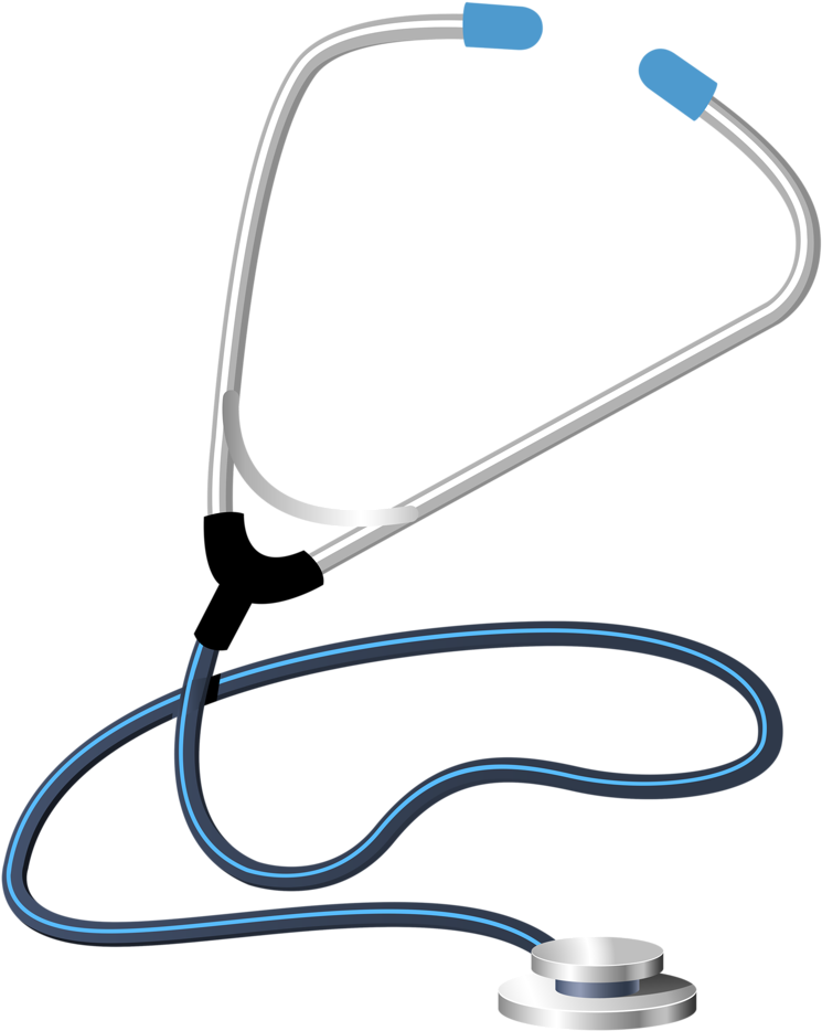 Blue Medical Stethoscope With Sound Waves Isolated Transparent PNG Graphic