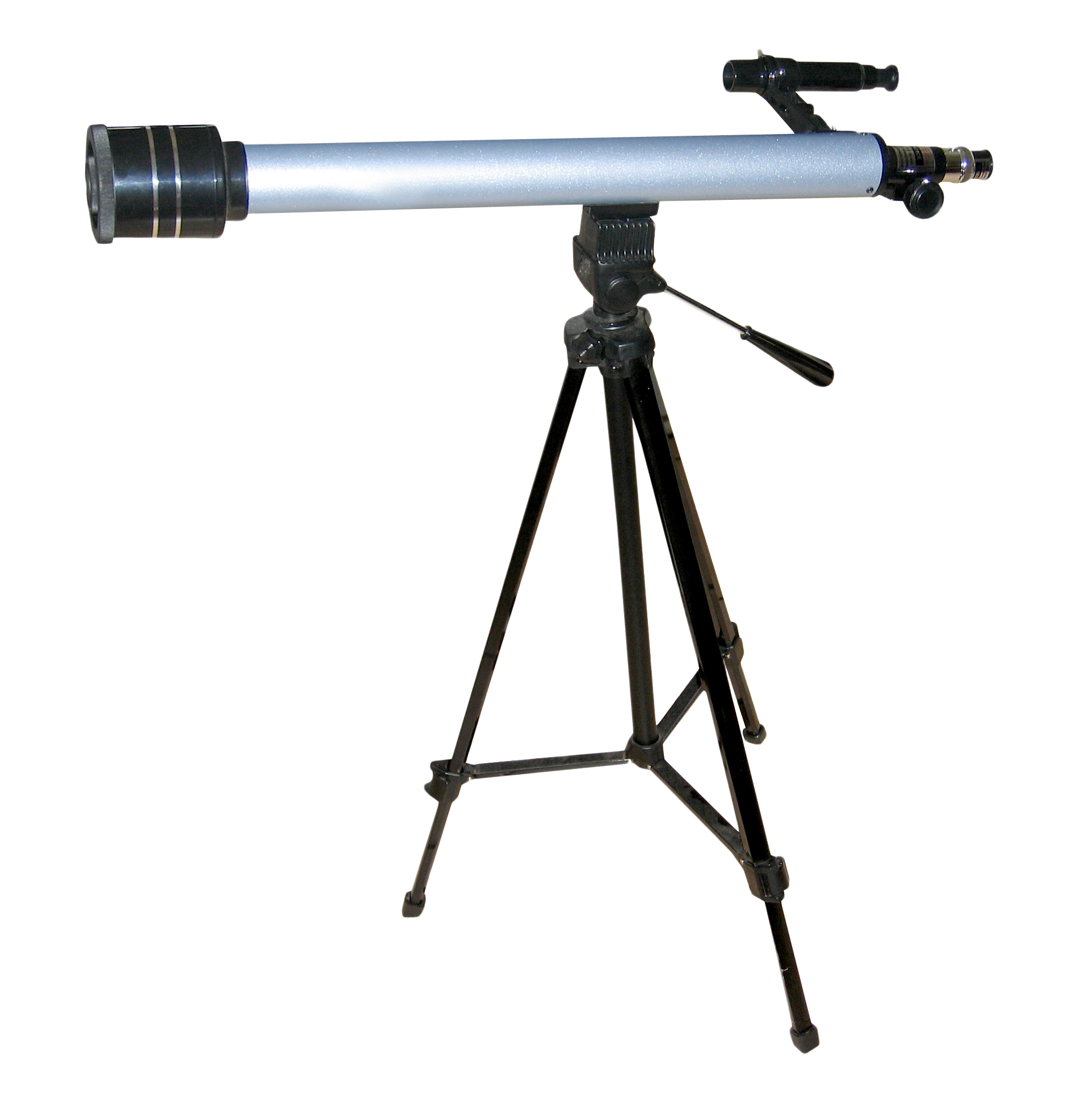 Blue Optical Telescope On Tall Black Tripod Stargazing PNG Photo