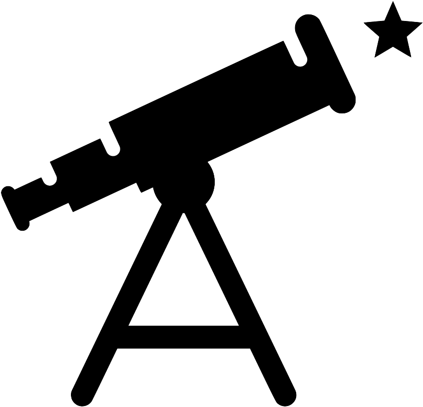 Bold Black Telescope With Star Detail On Tripod Transparent PNG Graphic