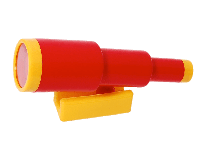Bright Red And Yellow Toy Telescope With Matching Stand PNG Illustration
