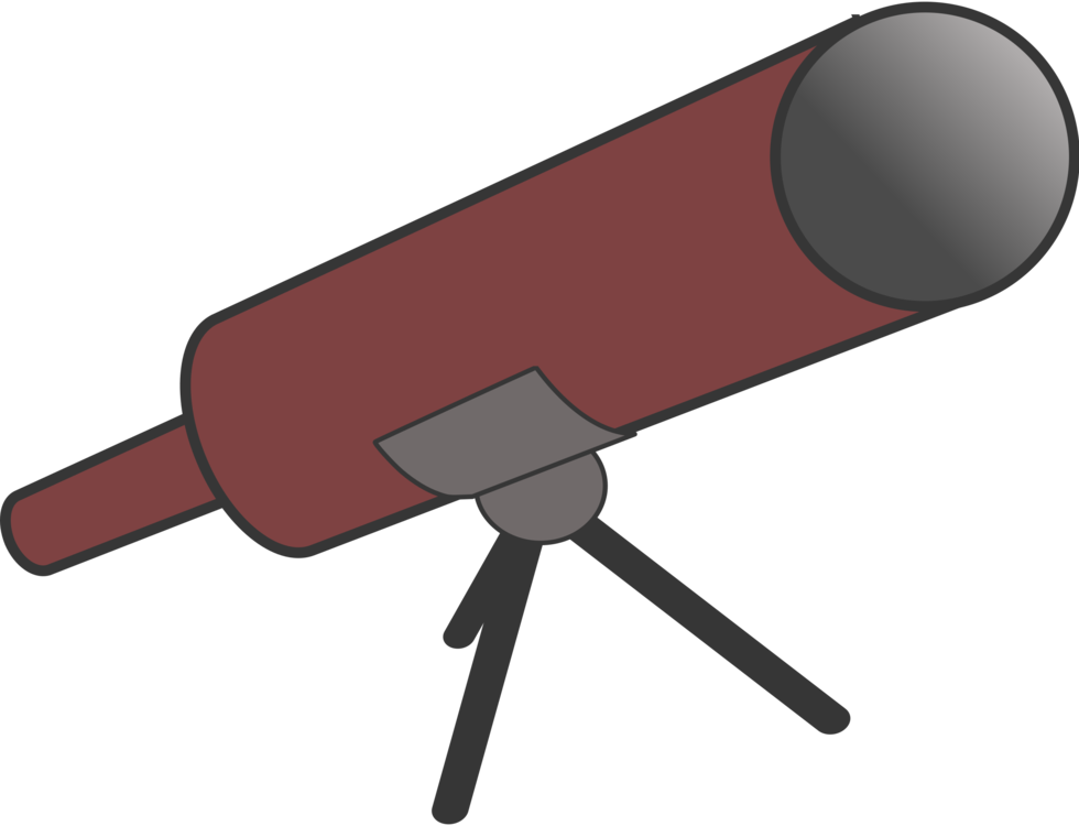 Brown Cartoon Telescope On Simple Tripod Isolated PNG Illustration