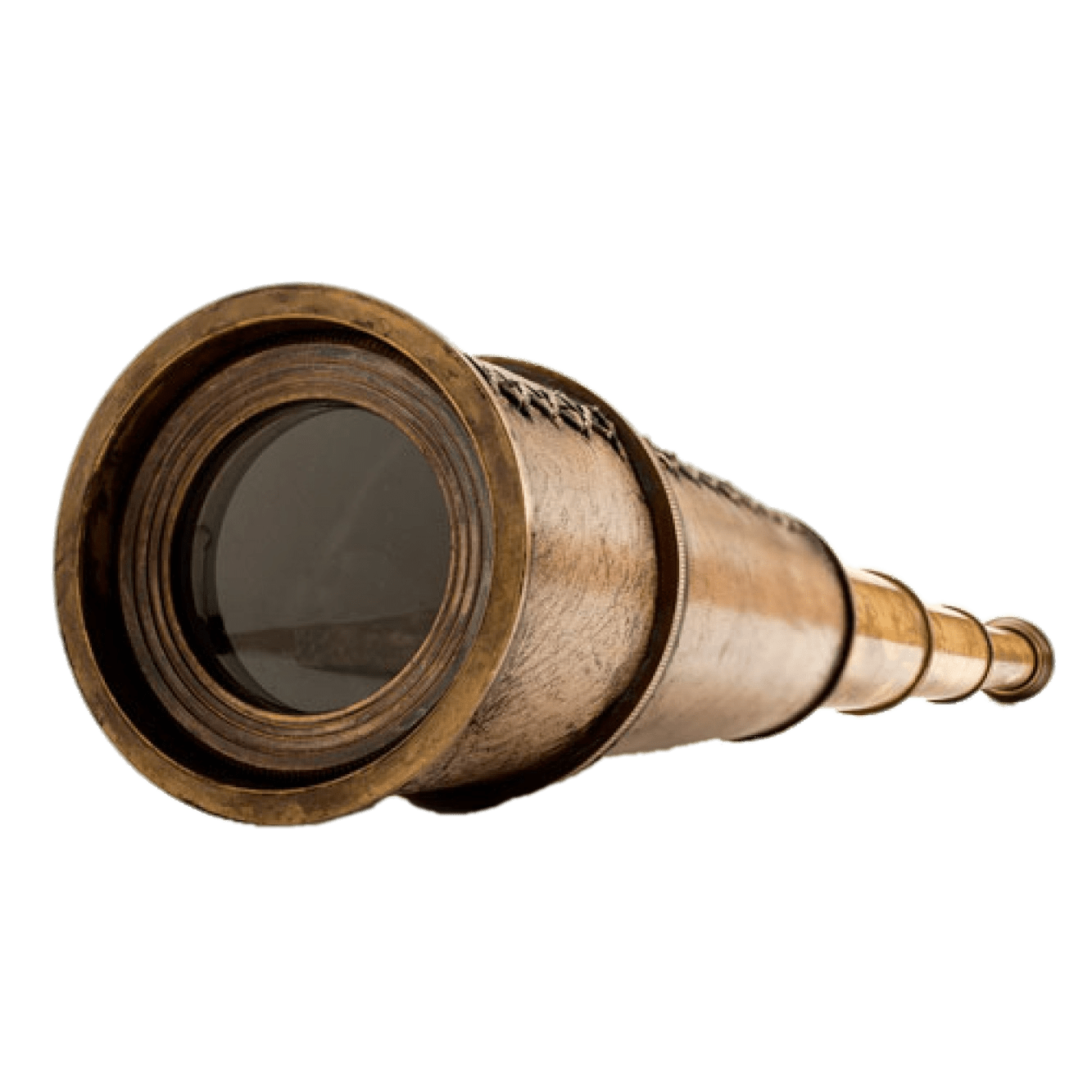 Close Up Antique Brass Telescope Tube And Lens Transparent PNG Product Image