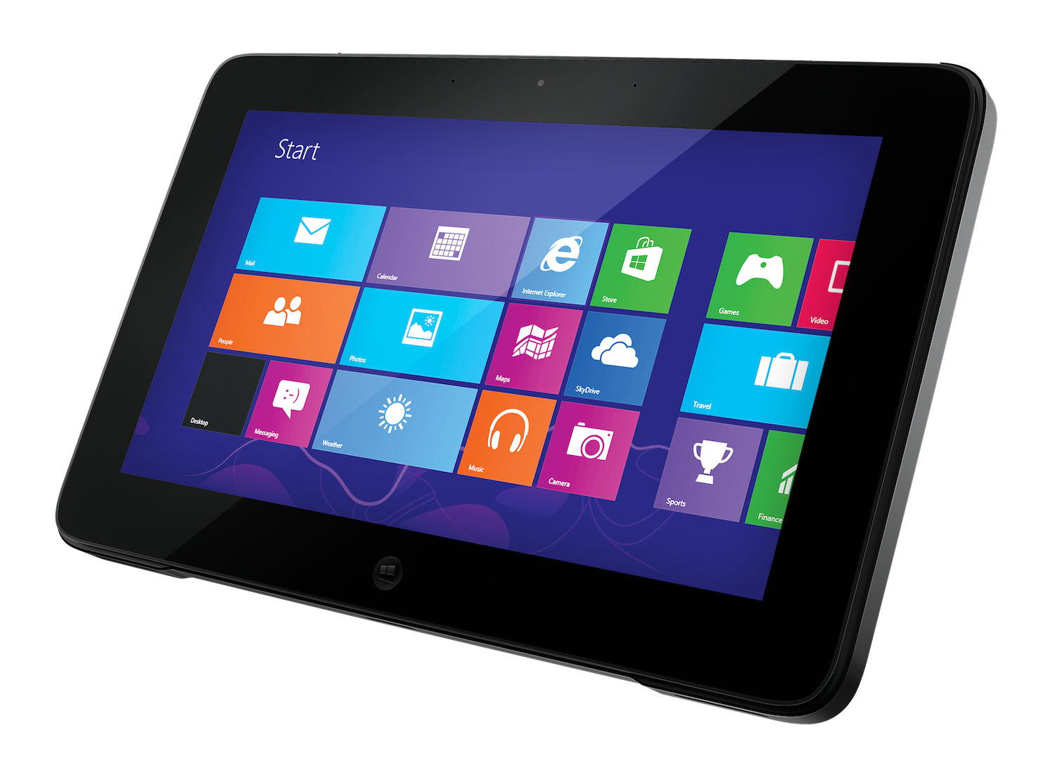 Angled Tablet With Bright Windows Start Screen Transparent Background PNG Image
