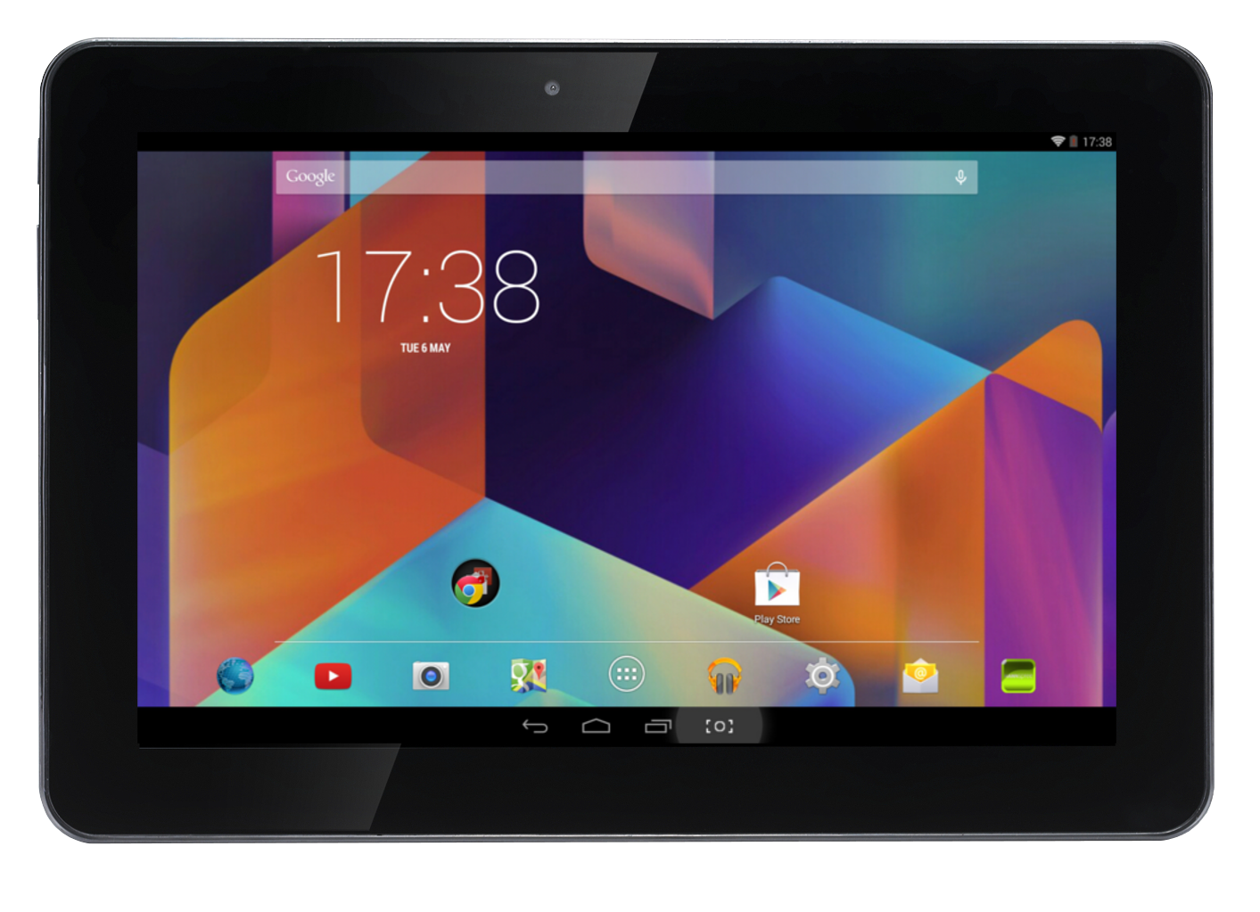 Black Android Tablet Showing Colorful Home Screen Transparent PNG Image