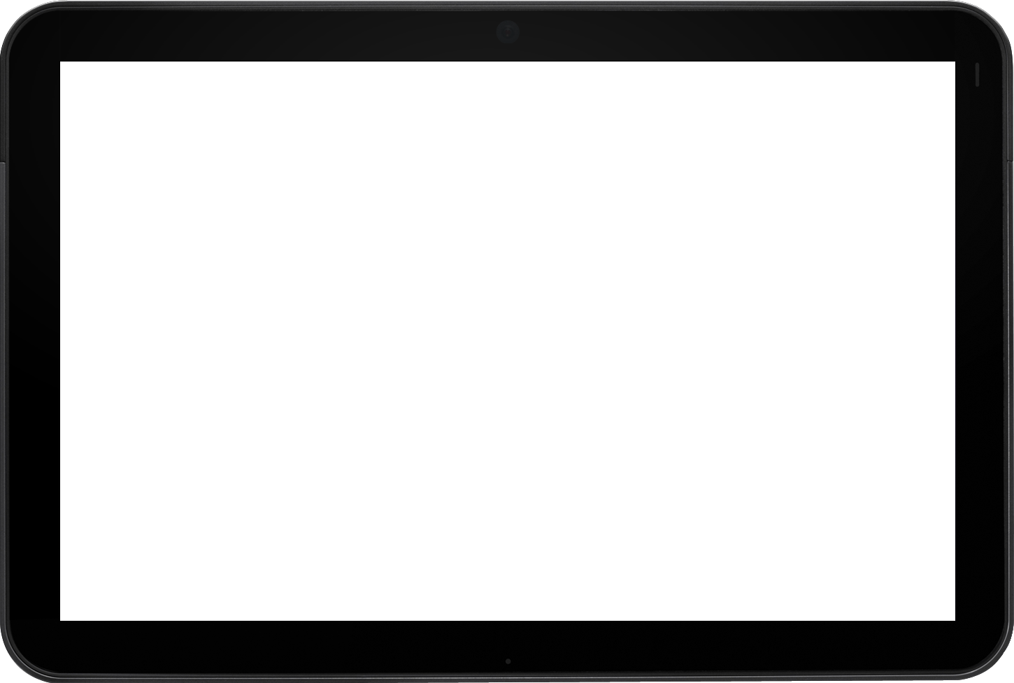 Black Frame Tablet With Empty White Display Screen PNG Mockup Image
