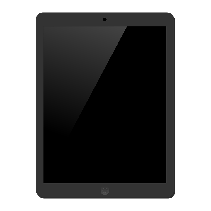 Black Tablet Computer Front View With Glossy Blank Display PNG Image
