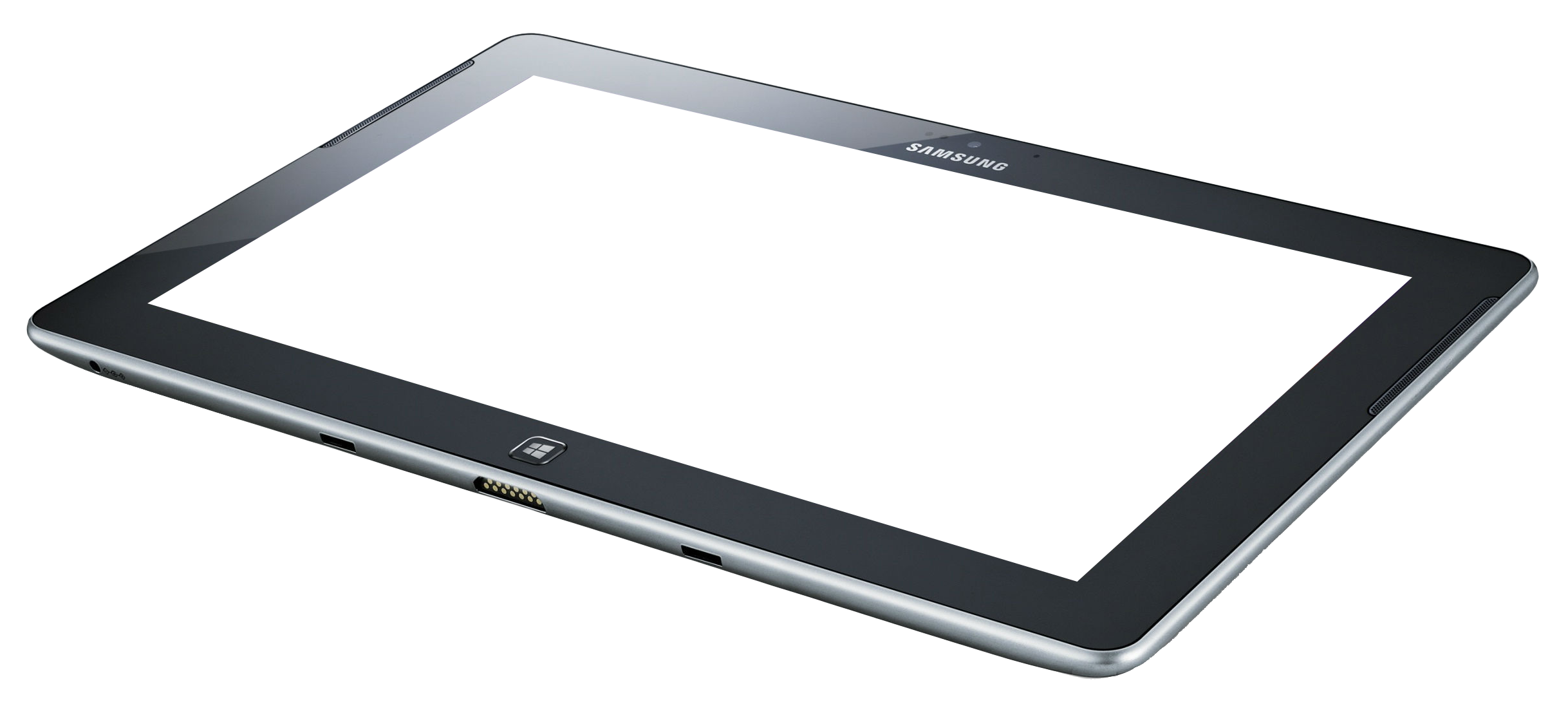 Black Tablet Computer With Wide White Screen Isolated Transparent PNG Image