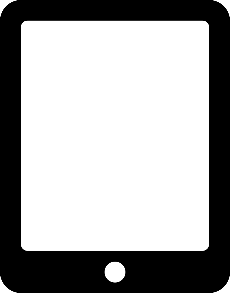 Black Tablet Device Front View With App Icons Isolated PNG Image