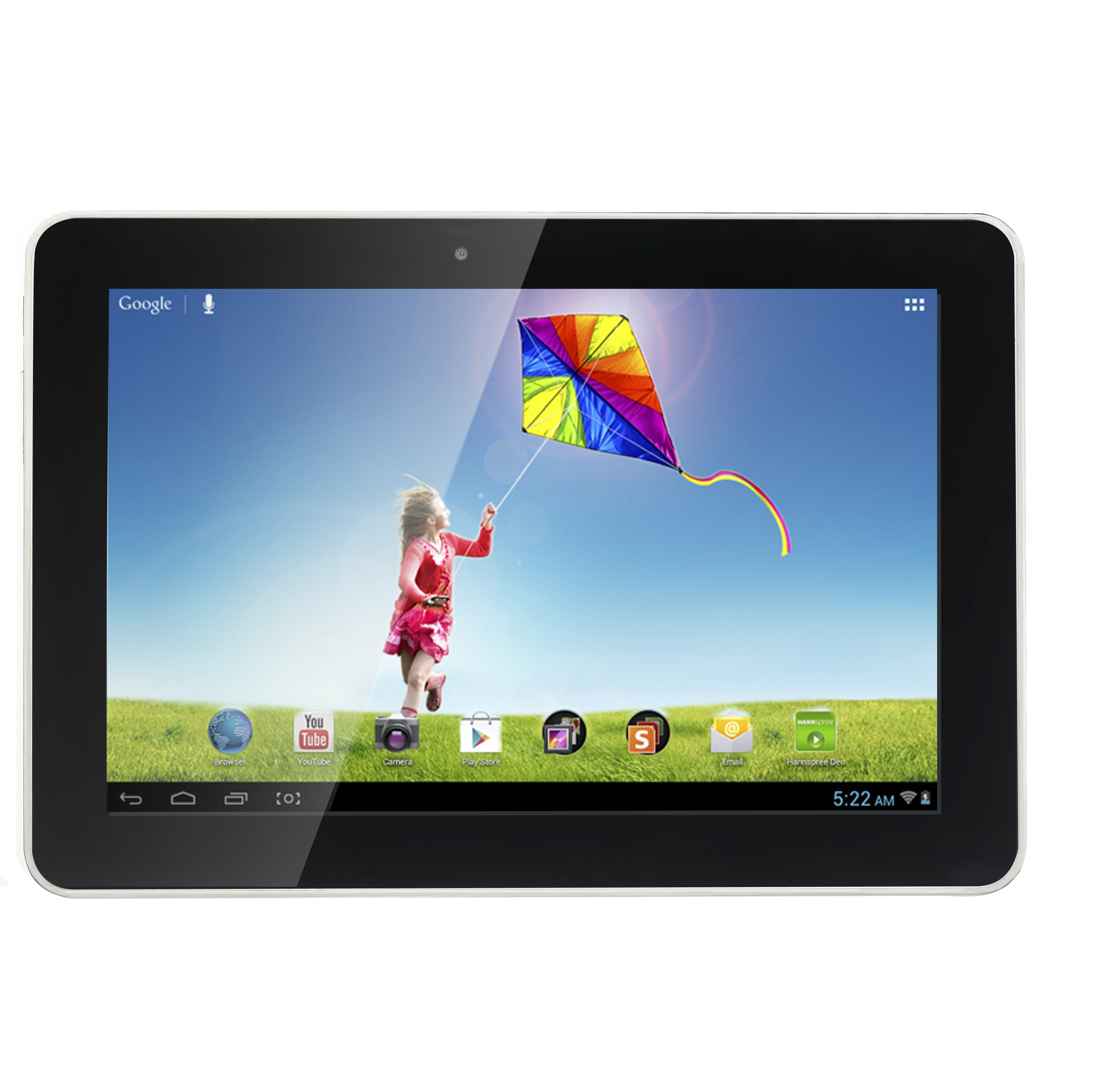 Black Tablet Displaying Nature Video On Green Grass Background PNG Photo