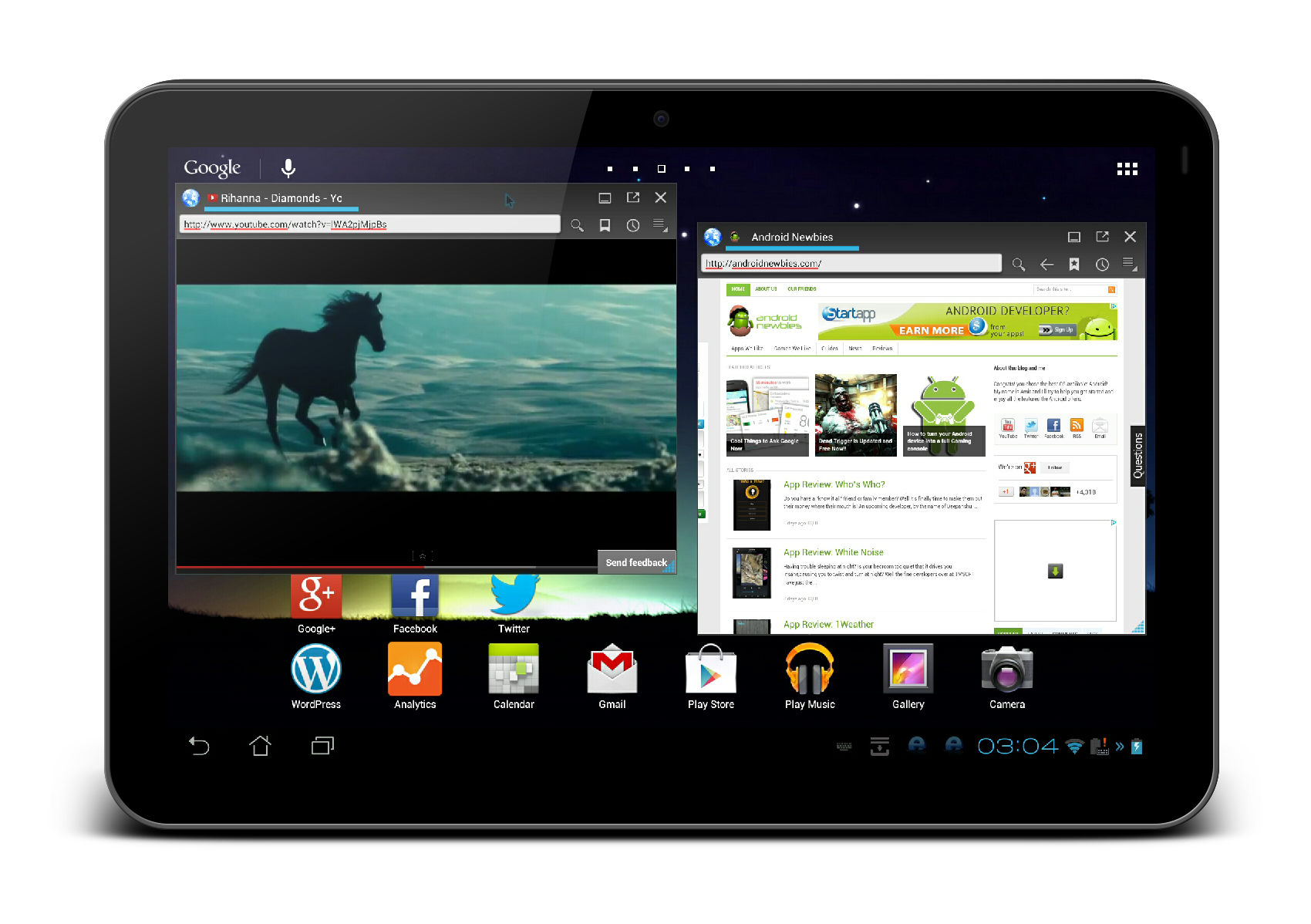 Black Tablet Displaying Video And Web Pages Transparent Background PNG Image