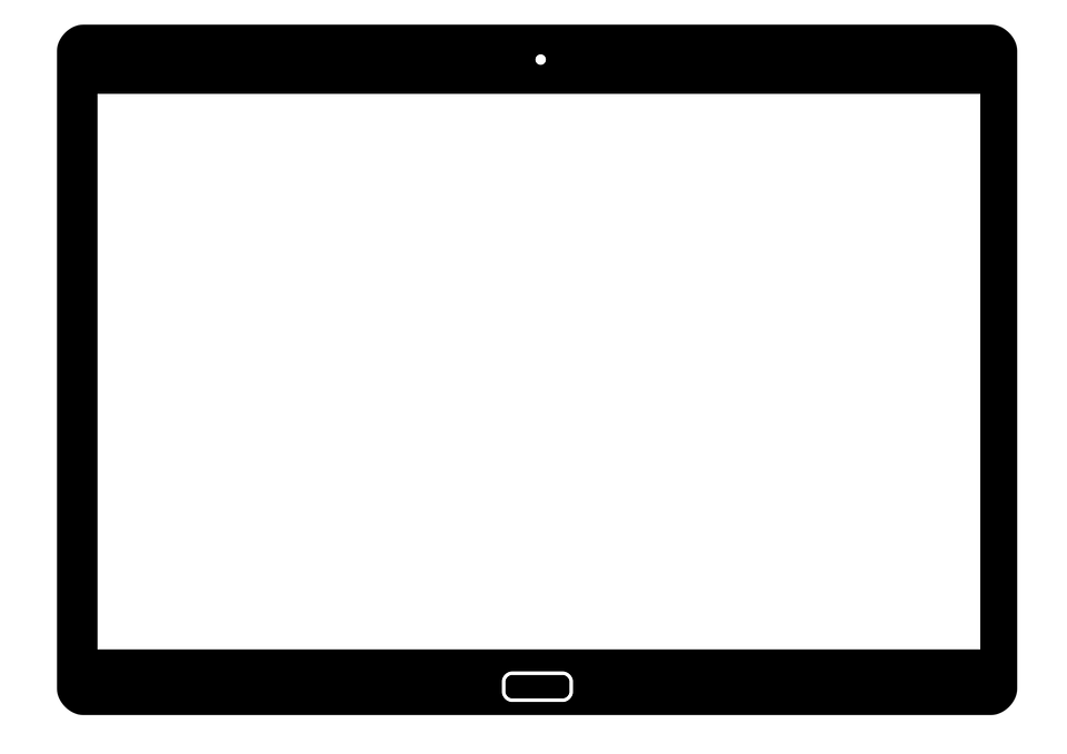 Black Tablet Front Frame With Home Button Blank Screen PNG Mockup