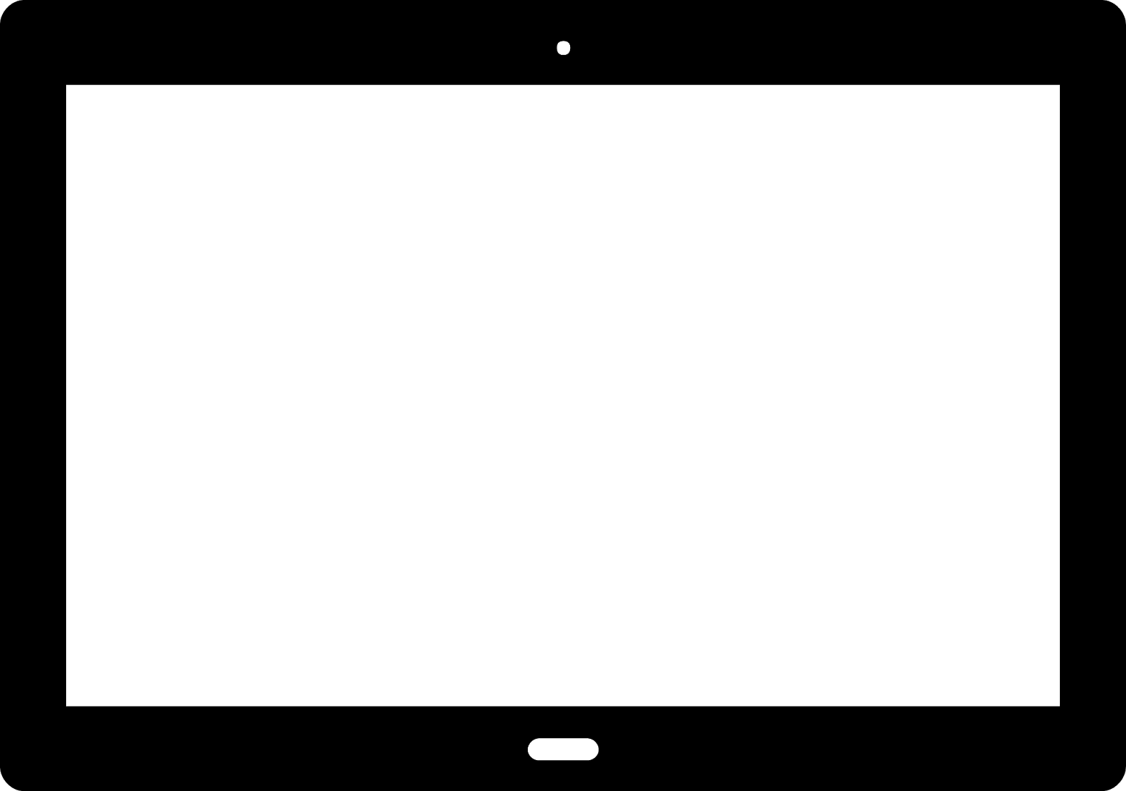 Black Tablet Front View With Wide Blank Screen And Home Button PNG Graphic