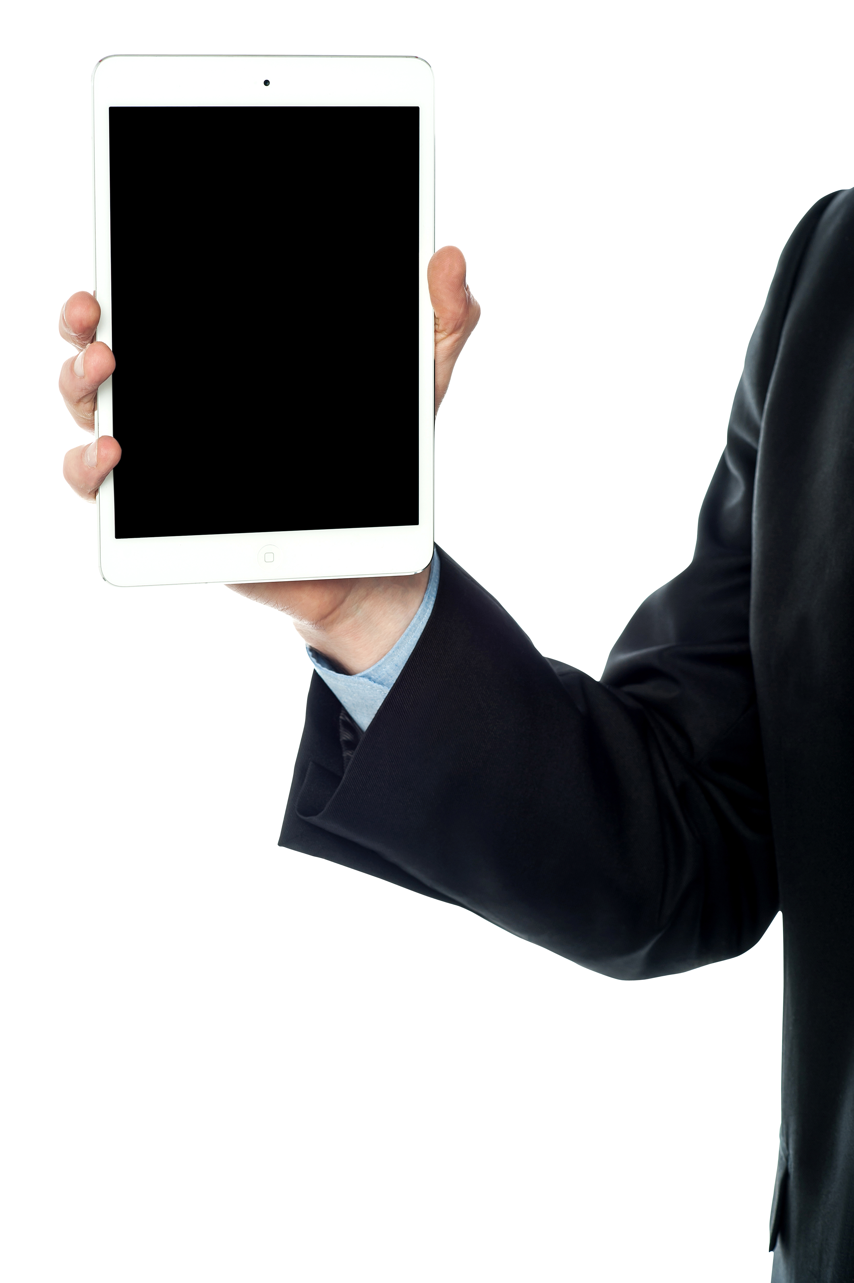 Business Professional Holding Blank Tablet Screen PNG Presentation Photo