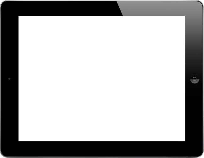 Classic Black Apple Tablet With Blank Landscape Display PNG Product Image