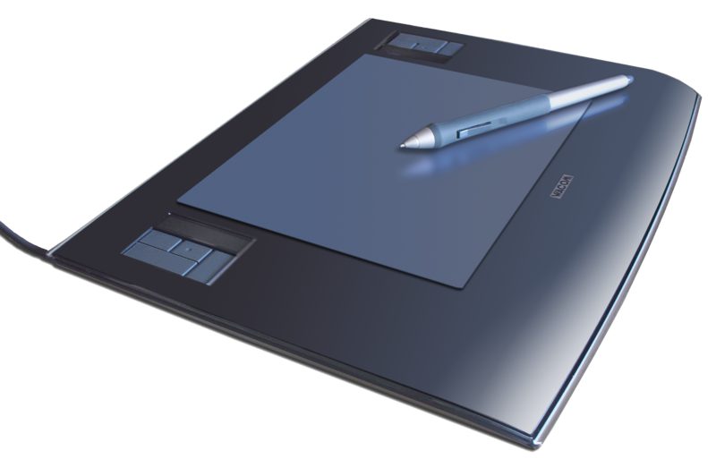 Digital Drawing Tablet With Stylus Pen And Blue Screen PNG Product Image