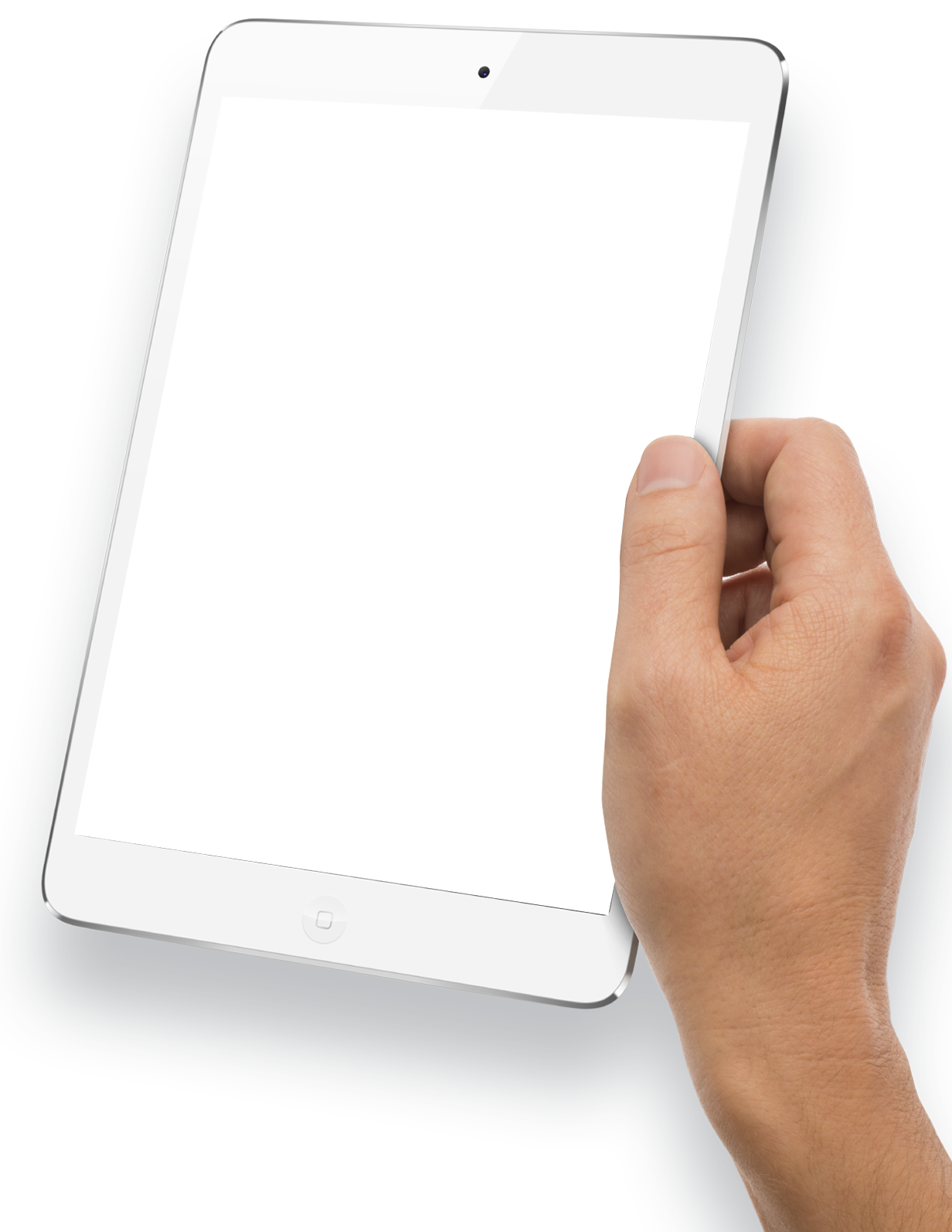 Hand Holding White Tablet With Blank Display Transparent Background PNG Photo