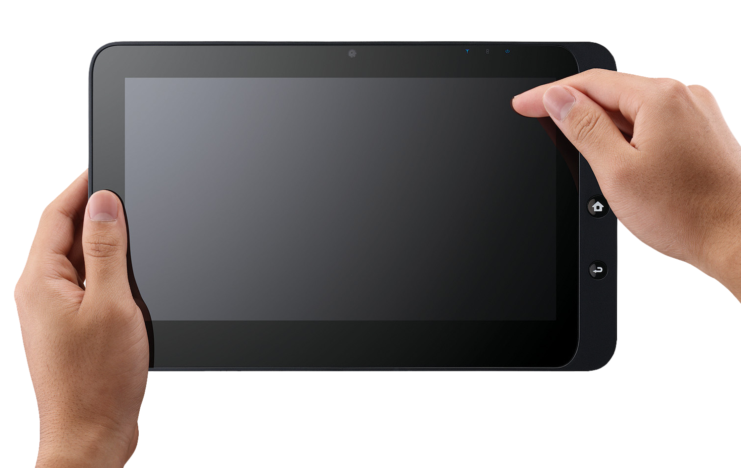 Hand Tapping Dark Screen On Portable Tablet Device Transparent PNG Image