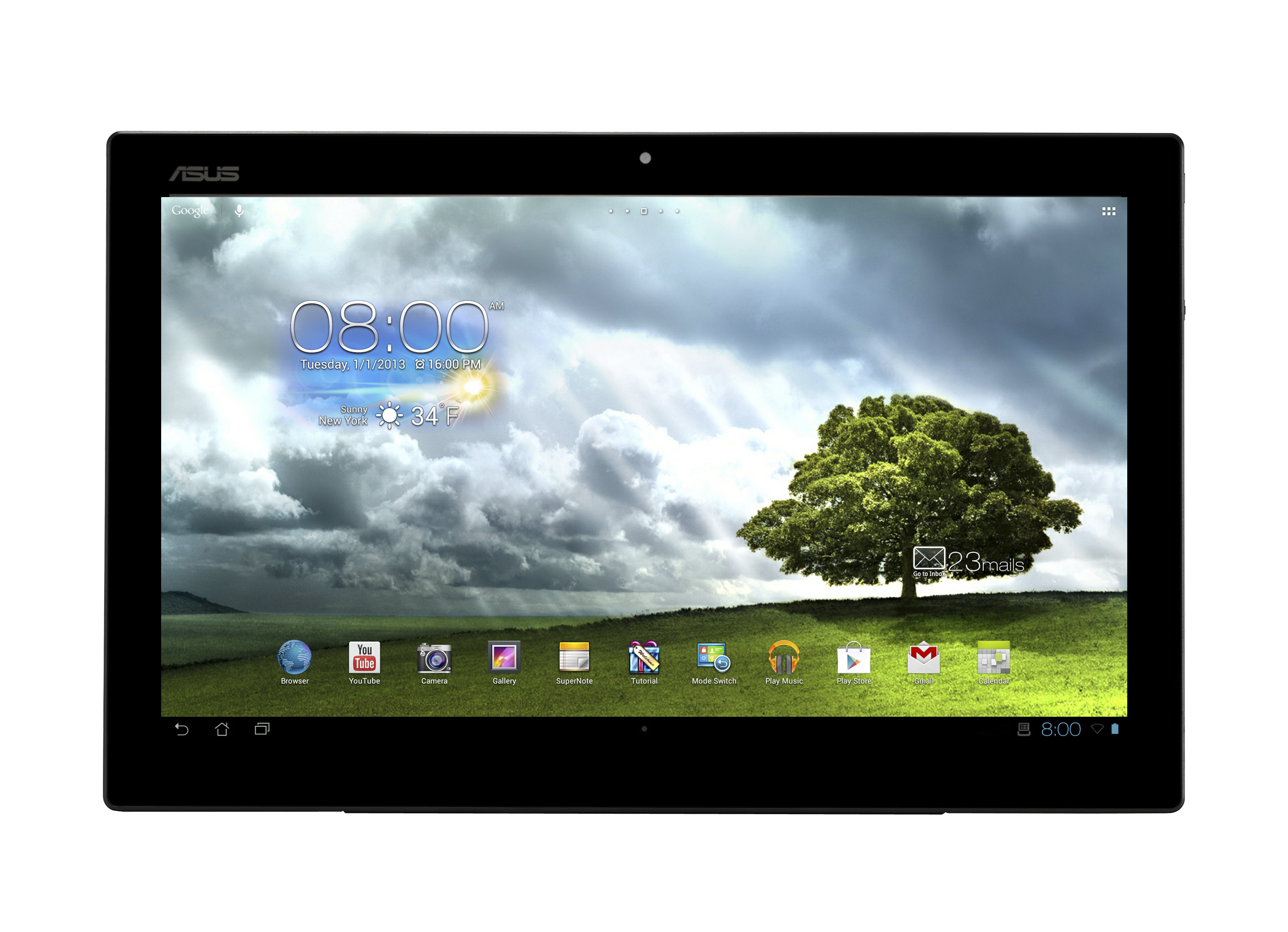 Landscape Tablet Showing Desktop Wallpaper And Windows Interface PNG Photo