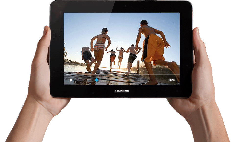 Person Watching Video On Handheld Tablet Computer PNG Lifestyle Photo