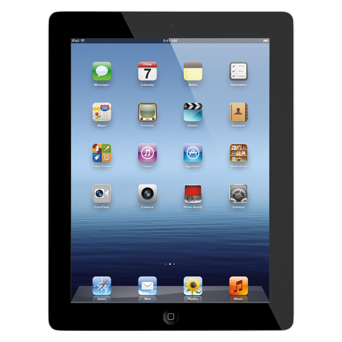 Portrait Apple Tablet With App Icons On Blue Screen PNG Device Photo