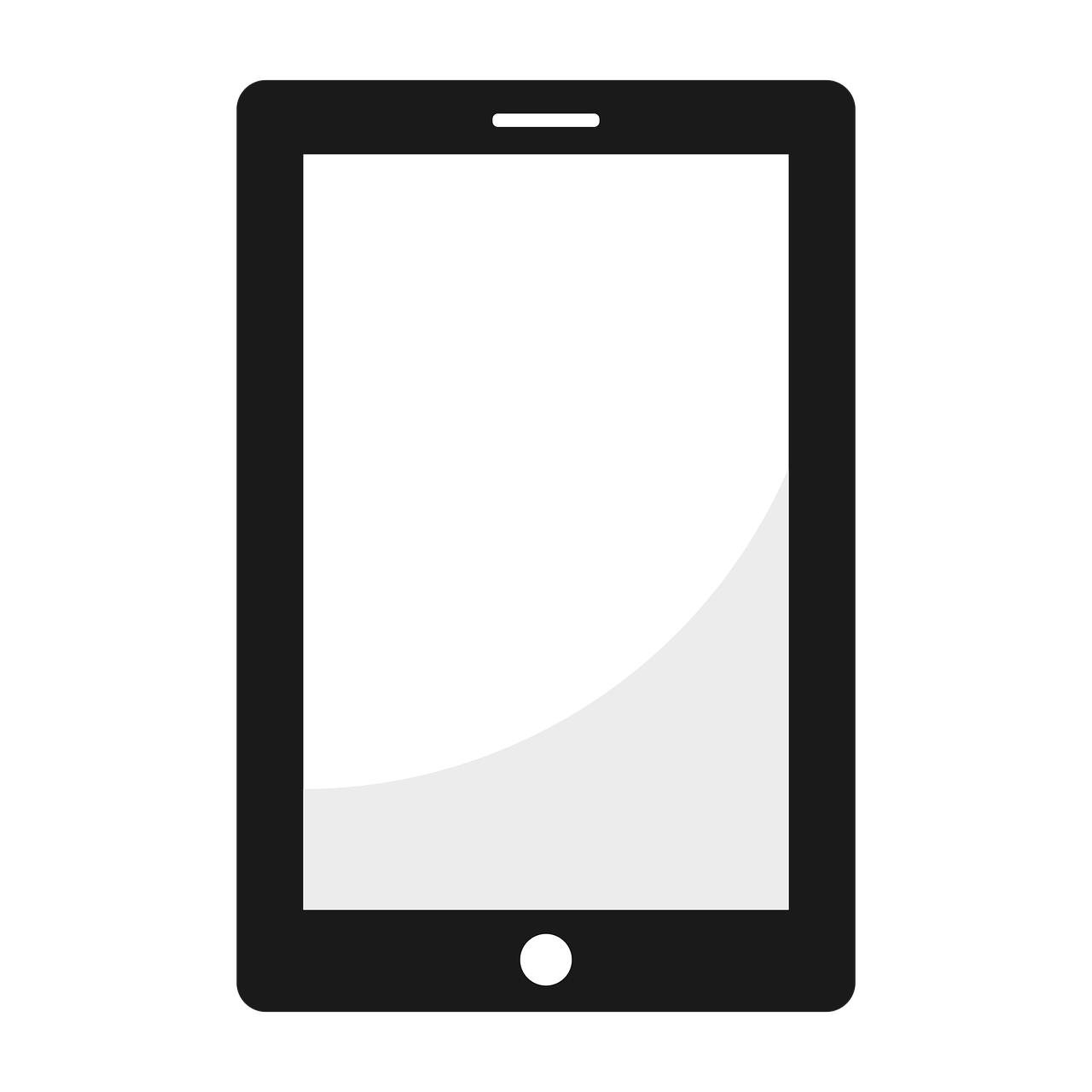 Slim Black Tablet Device Portrait View With Blank Screen PNG Mockup Image