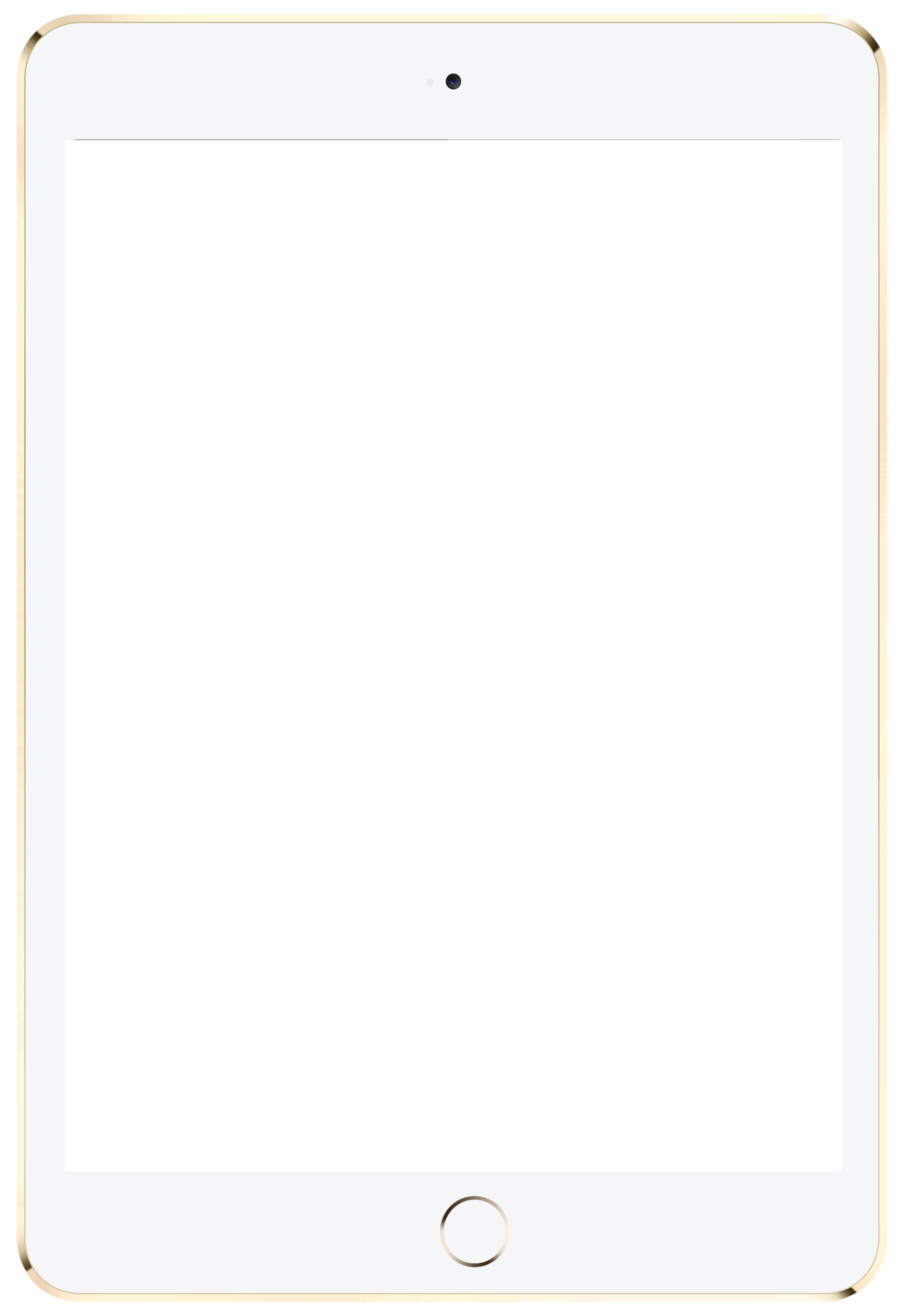 White Tablet Front View With Empty Screen And Home Button PNG Mockup
