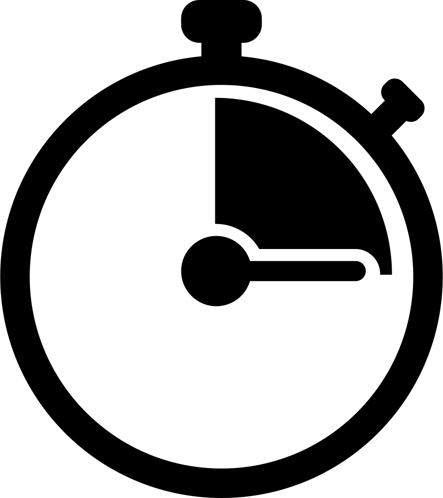 Black Minimal Stopwatch Clock Face Showing Three OClock PNG Illustration