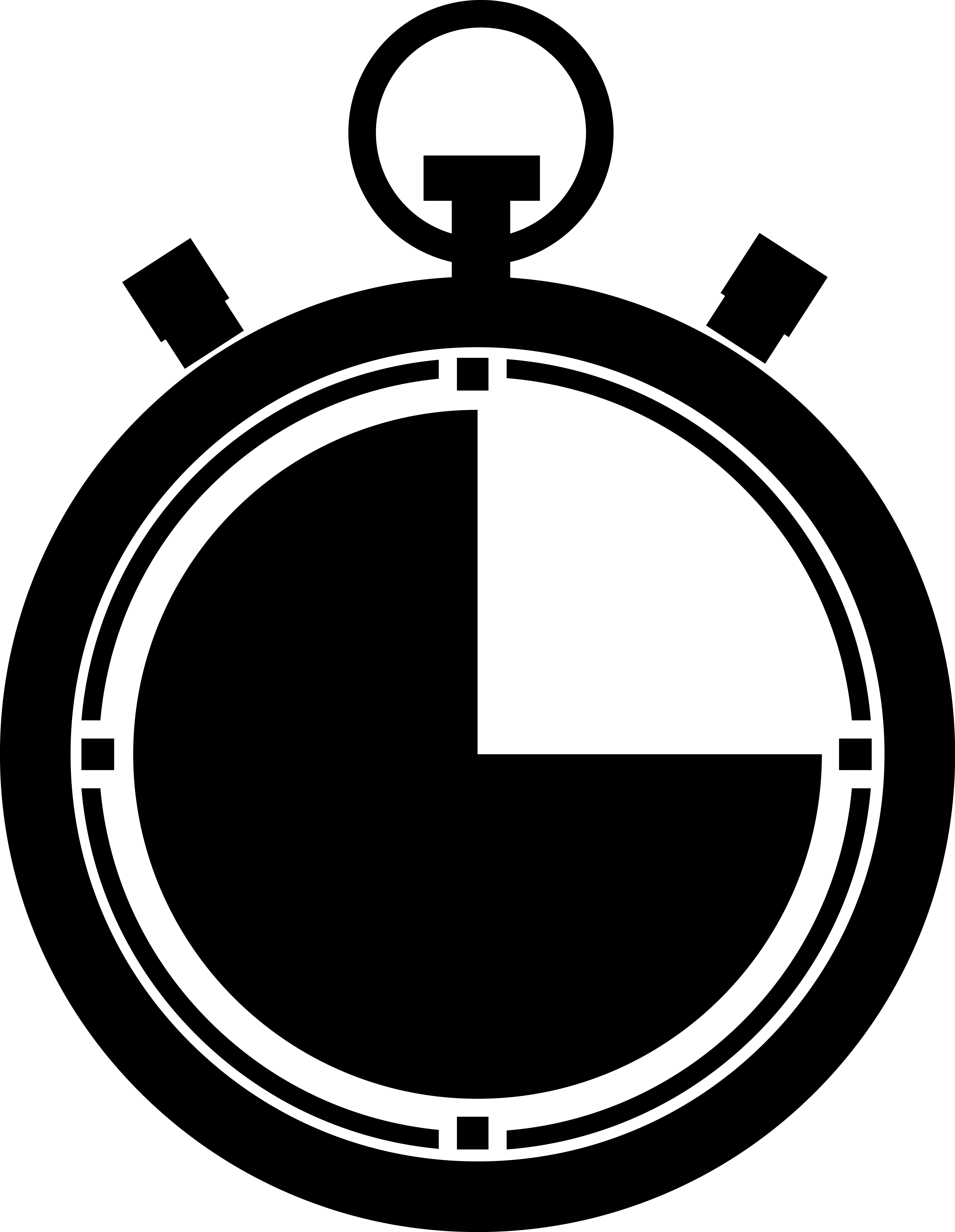 Black Stopwatch Dial With Shaded Countdown Pie Segment PNG Graphic