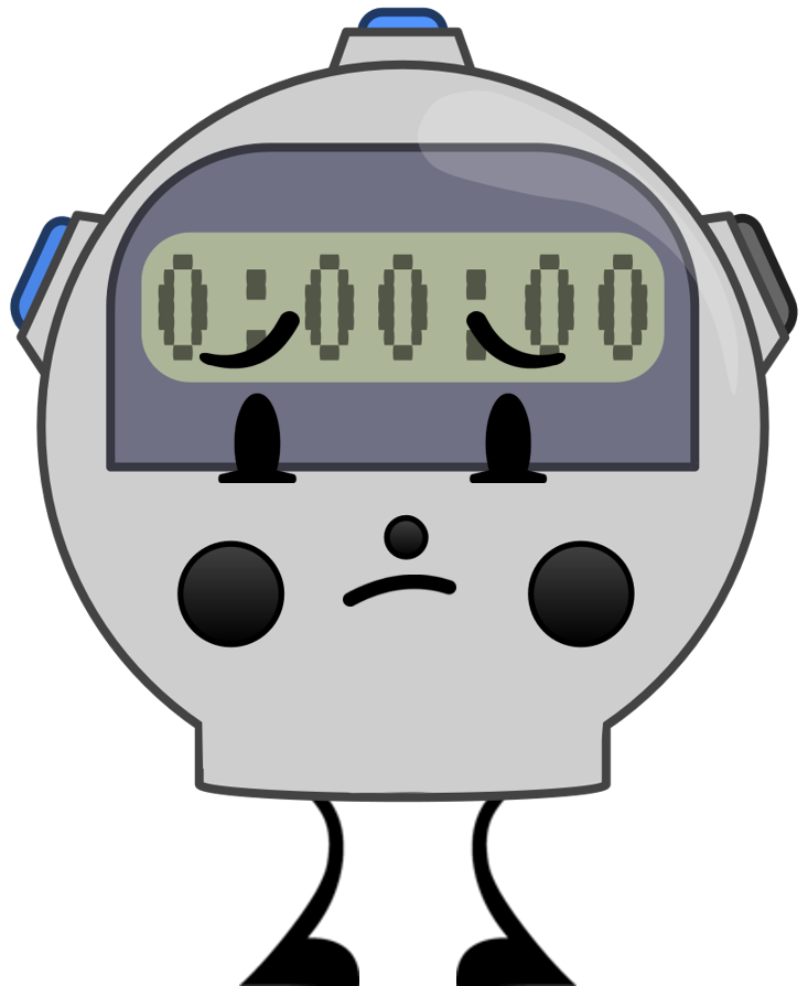 Cute Gray Stopwatch Character With Digital Face Transparent PNG Cartoon