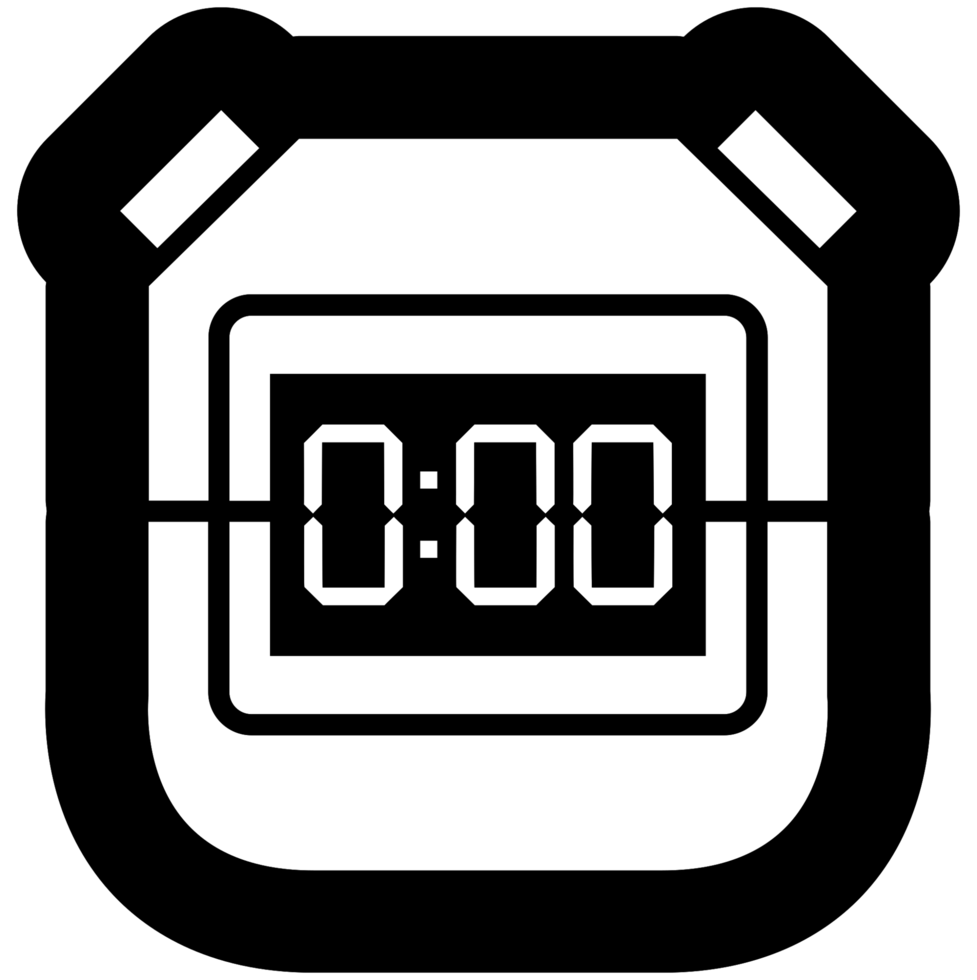 Digital Timer Icon With Large Zero Display And Rounded Border PNG Graphic