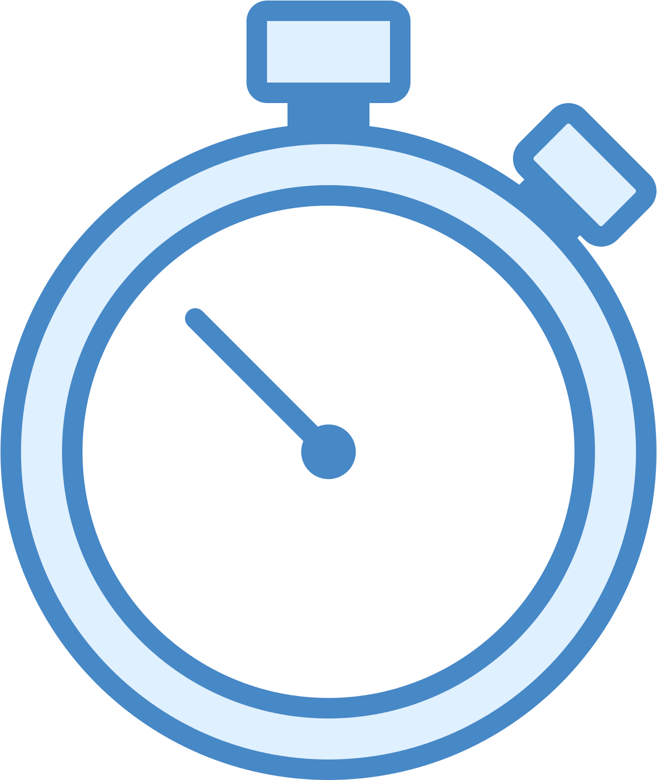 Light Blue Stopwatch Outline With Simple Analog Hand PNG Icon