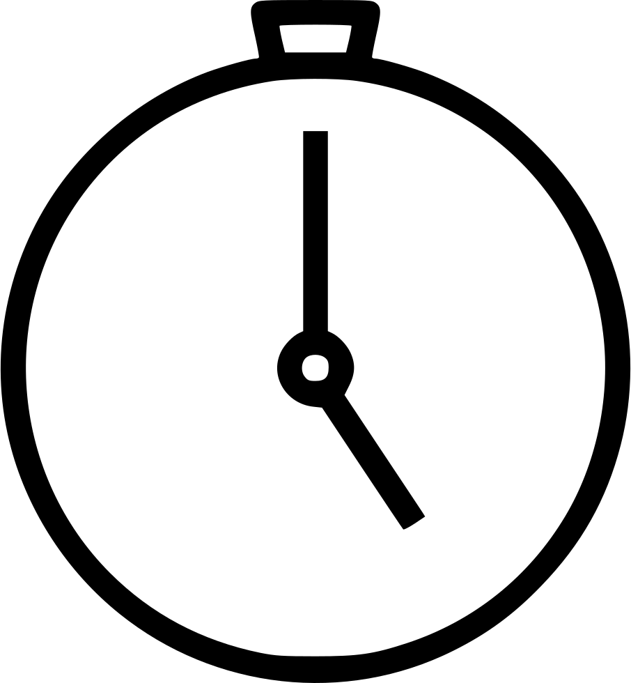 Minimal Black Analog Stopwatch Outline With Top Button PNG Image
