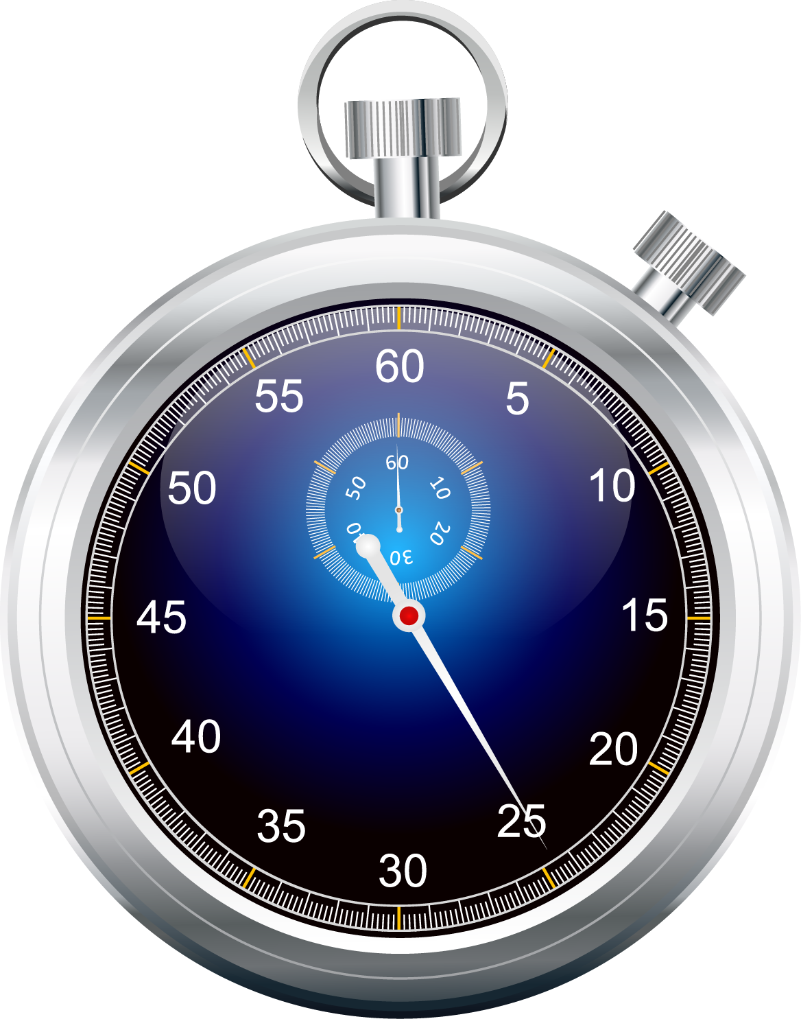 Modern Silver Sports Stopwatch With Blue Digital Face PNG Product Image