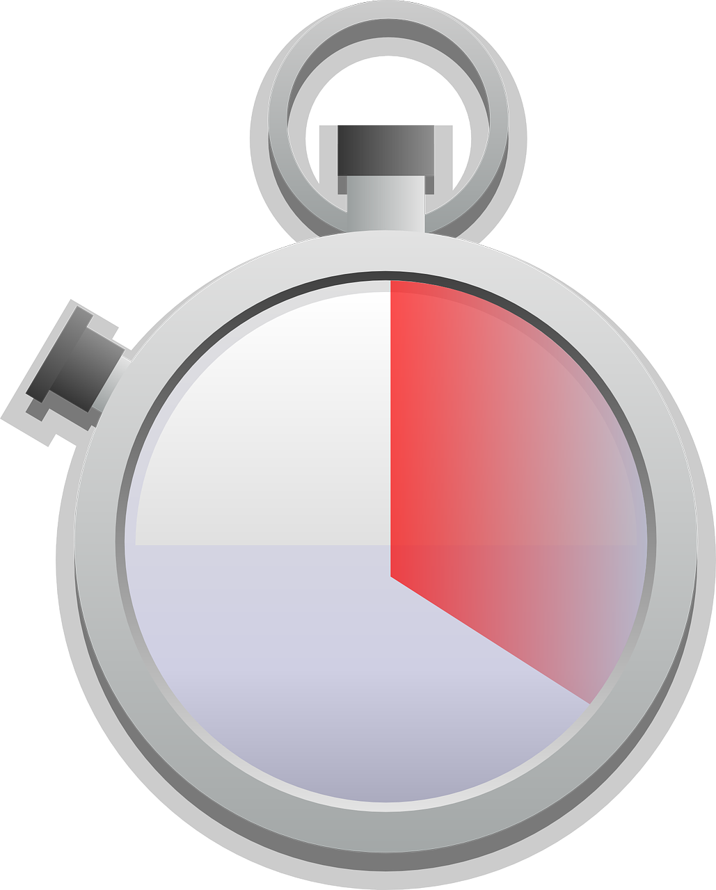 Modern Silver Stopwatch With Red Countdown Timer Sector PNG Graphic