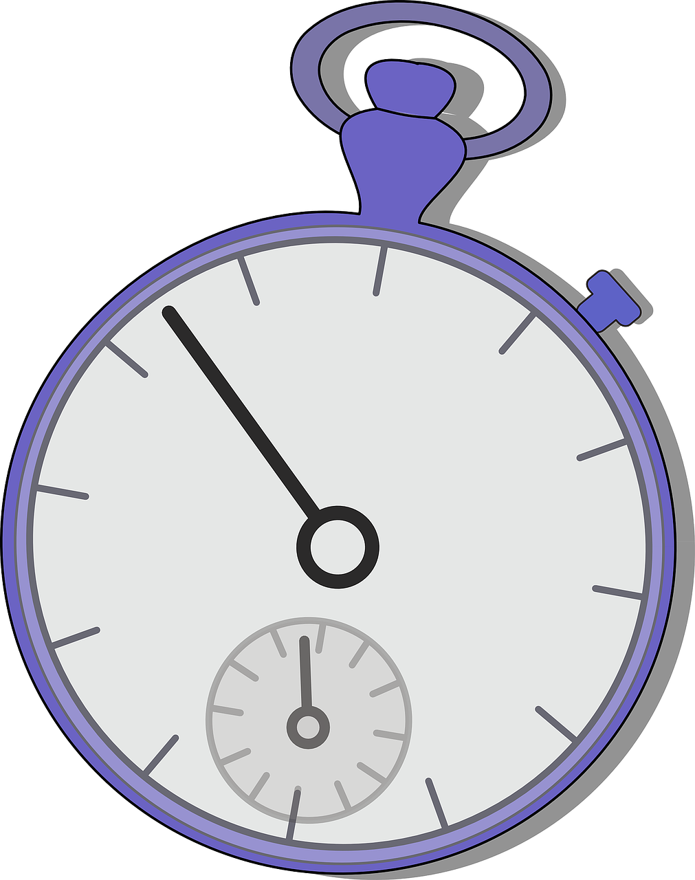 Purple Analog Stopwatch With Small Chronograph Subdial PNG Illustration