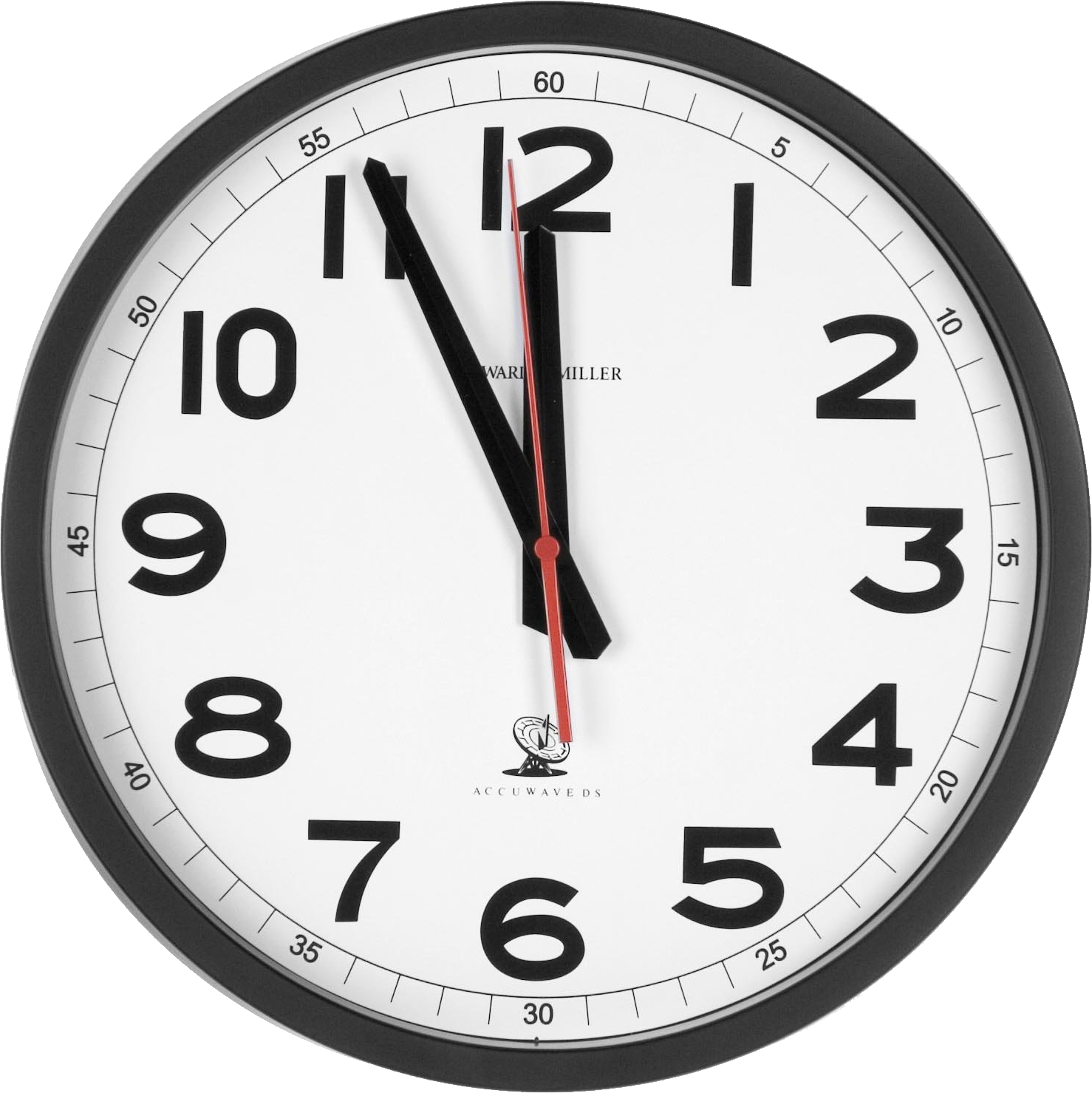 Round White Wall Clock With Large Arabic Numerals PNG Product Image