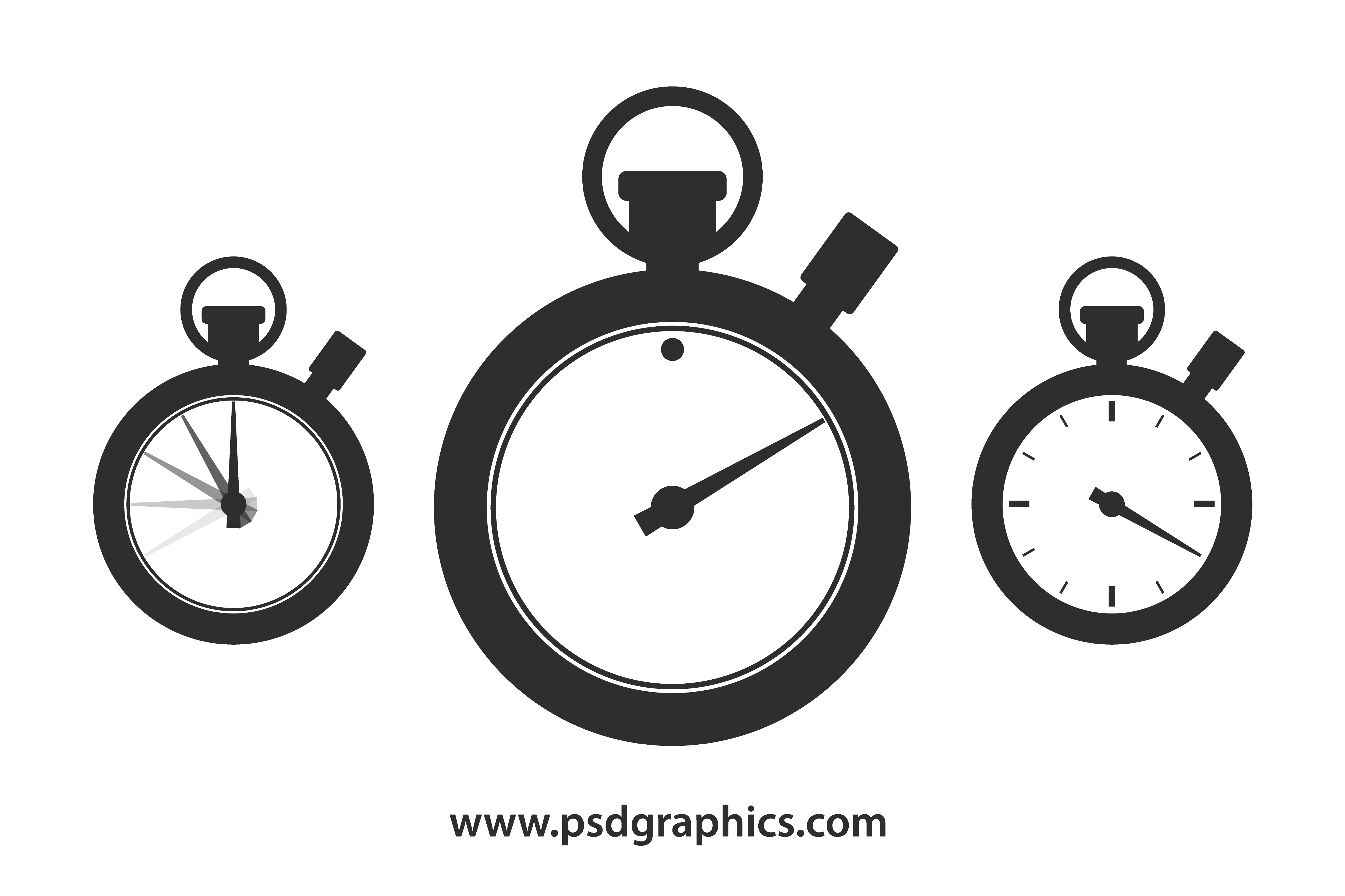 Set Of Three Stopwatch Clock Icons In Different Sizes PNG Collection