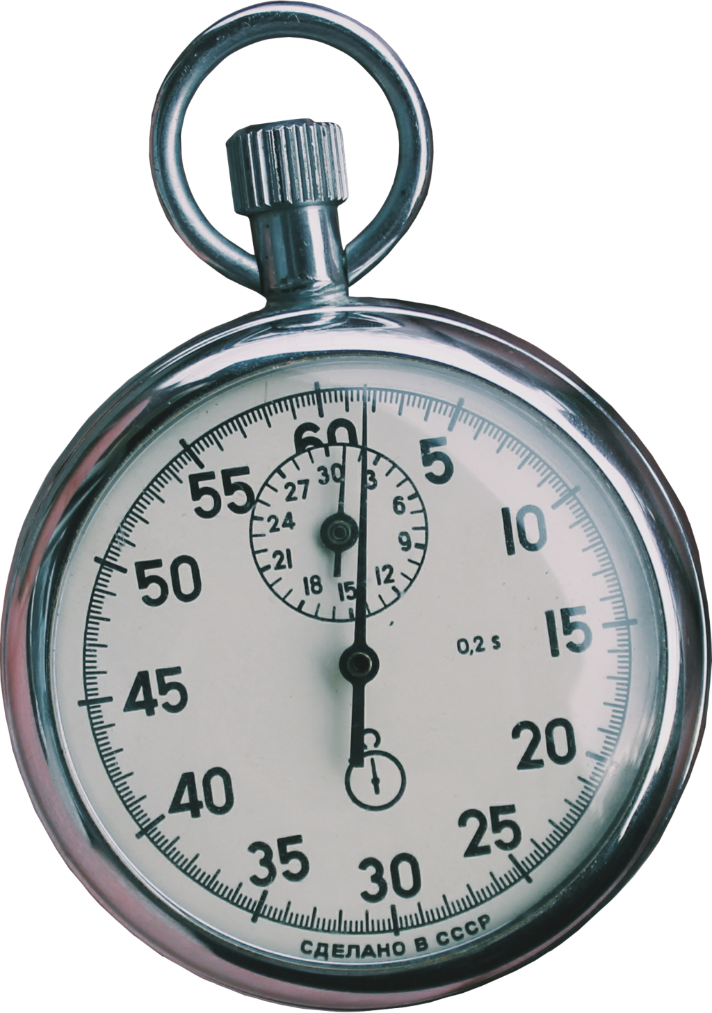 Silver Analog Stopwatch With Clear Chronograph Markings Transparent PNG Image