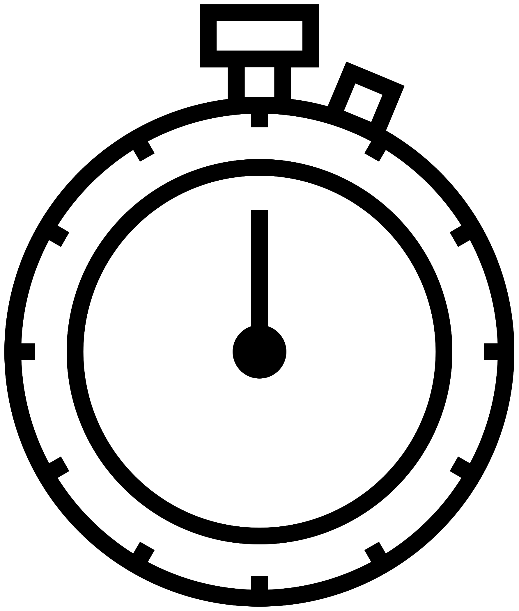 Simple Round Timer With Minute Markers And Top Button PNG Line Icon