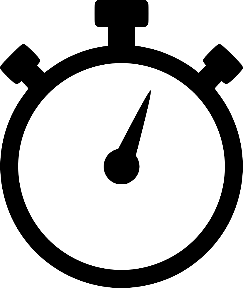 Solid Black Stopwatch Silhouette With Bold Analog Hand PNG Graphic