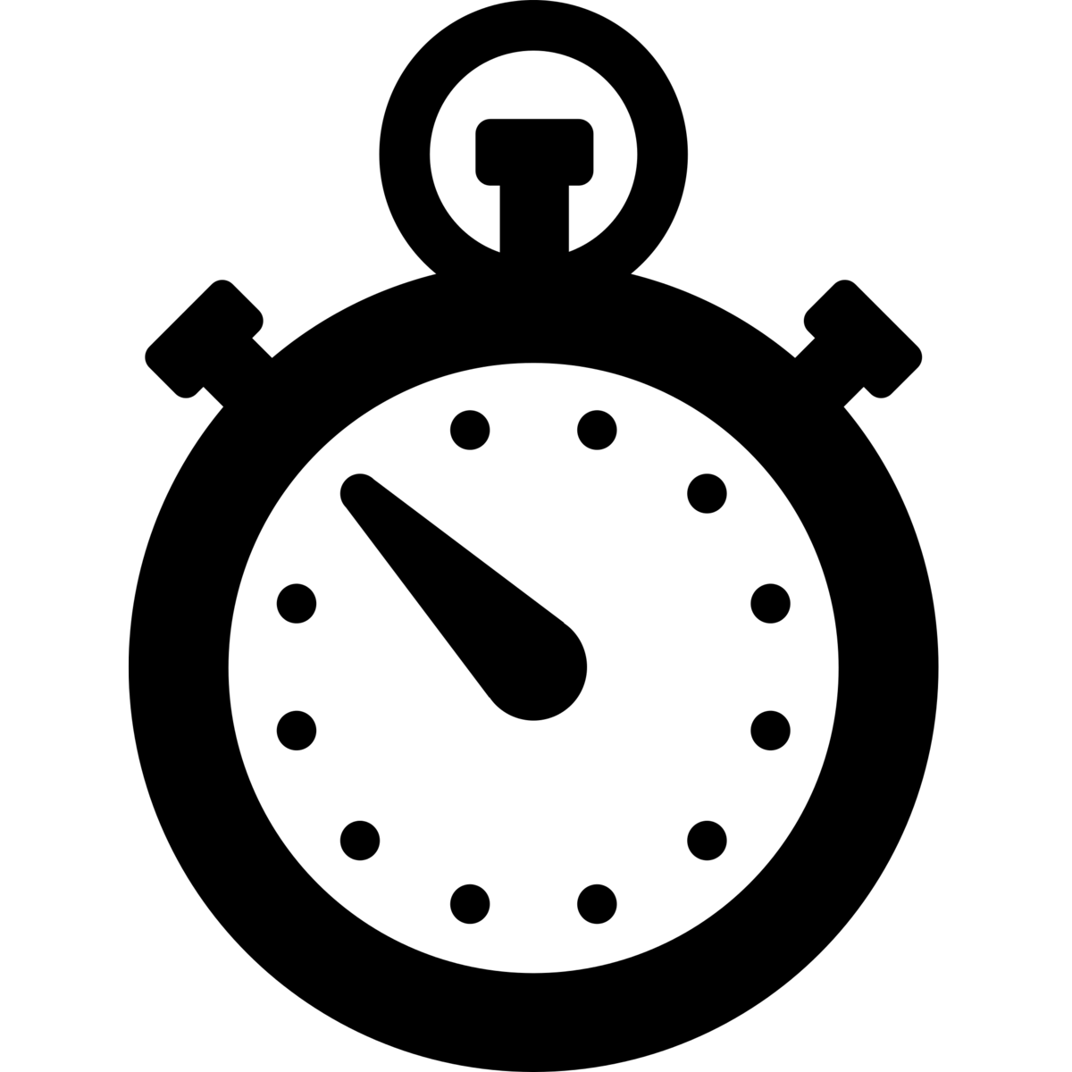 Classic Black Stopwatch With Ring Top And Dotted Dial PNG Icon
