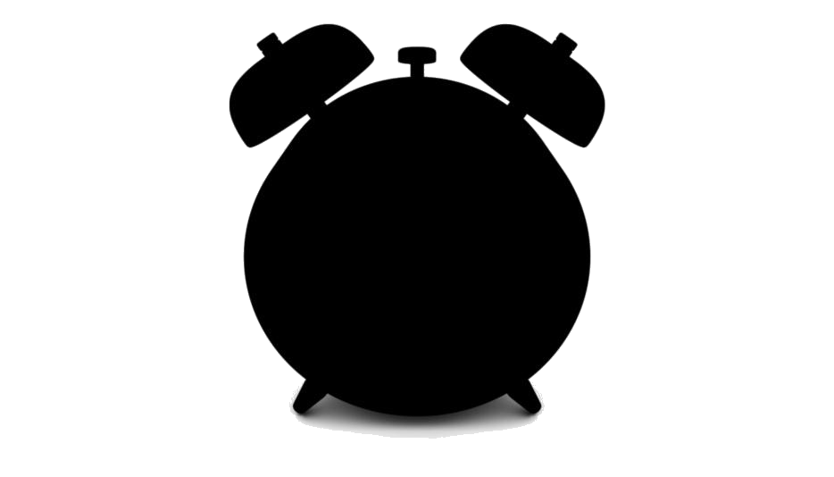 Classic Black Twin Bell Alarm Clock Silhouette PNG Icon
