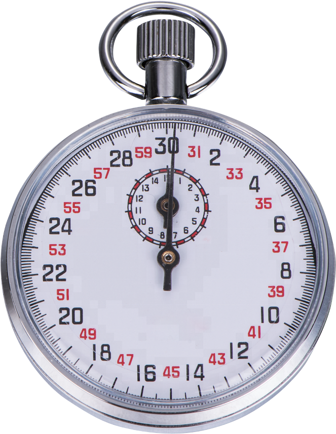 Classic Silver Stopwatch With Split Timing Subdial Transparent PNG Image