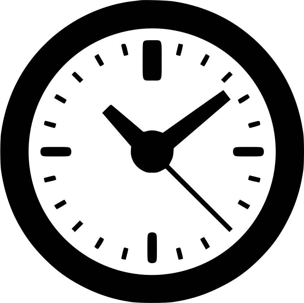 Clean Analog Clock Face With Bold Black Hands And Minute Ticks PNG Icon