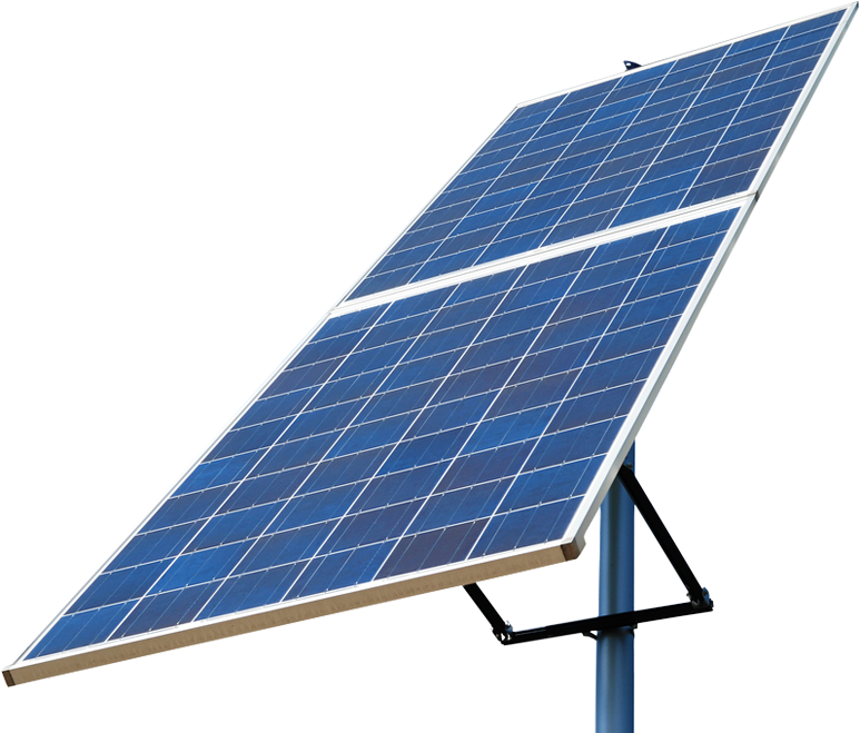 Blue Solar Panel On Adjustable Ground Rack With Support Legs PNG Photo